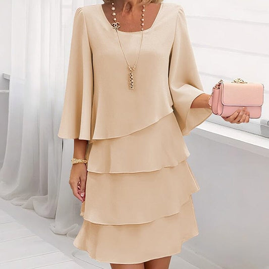 Elegant Tiered Midi Dress Tops & Sets Lomiraq 