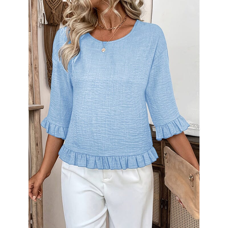 Tops Loose Fit Casual Tops & Sets Lomiraq Light Blue 2XL 