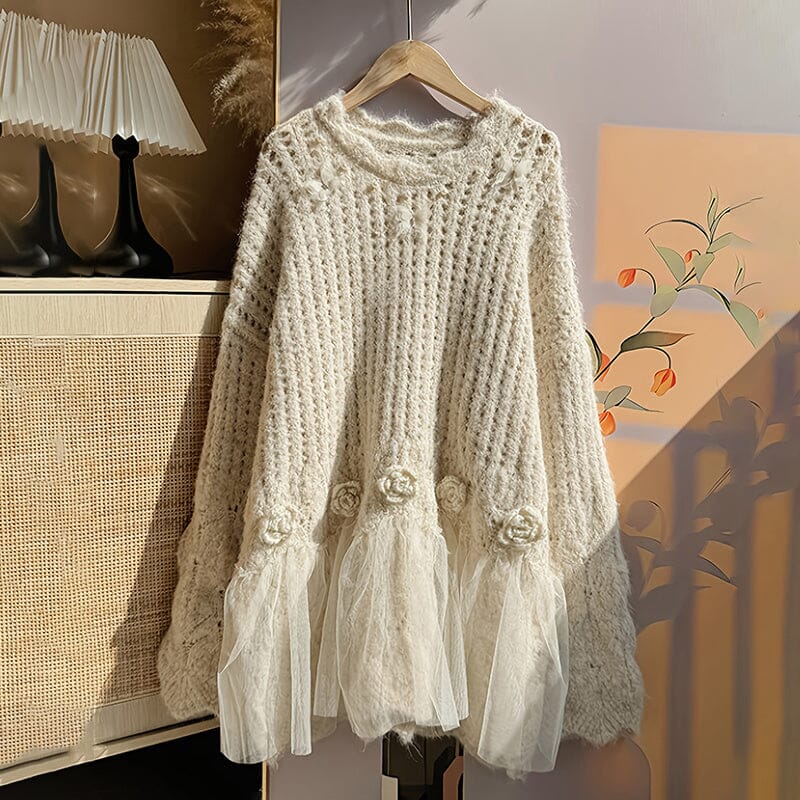 Round Neck Long Sleeve Sweater Two-Piece Sets Lomiraq Apricot 2XL 