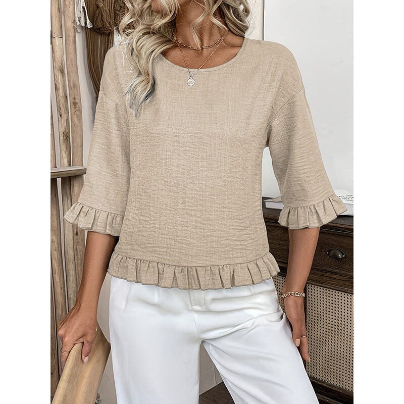 Tops Loose Fit Casual Tops & Sets Lomiraq Khaki 2XL 