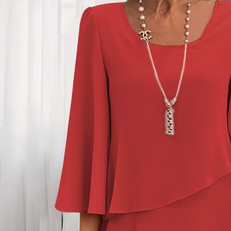 Elegant Tiered Midi Dress Tops & Sets Lomiraq 